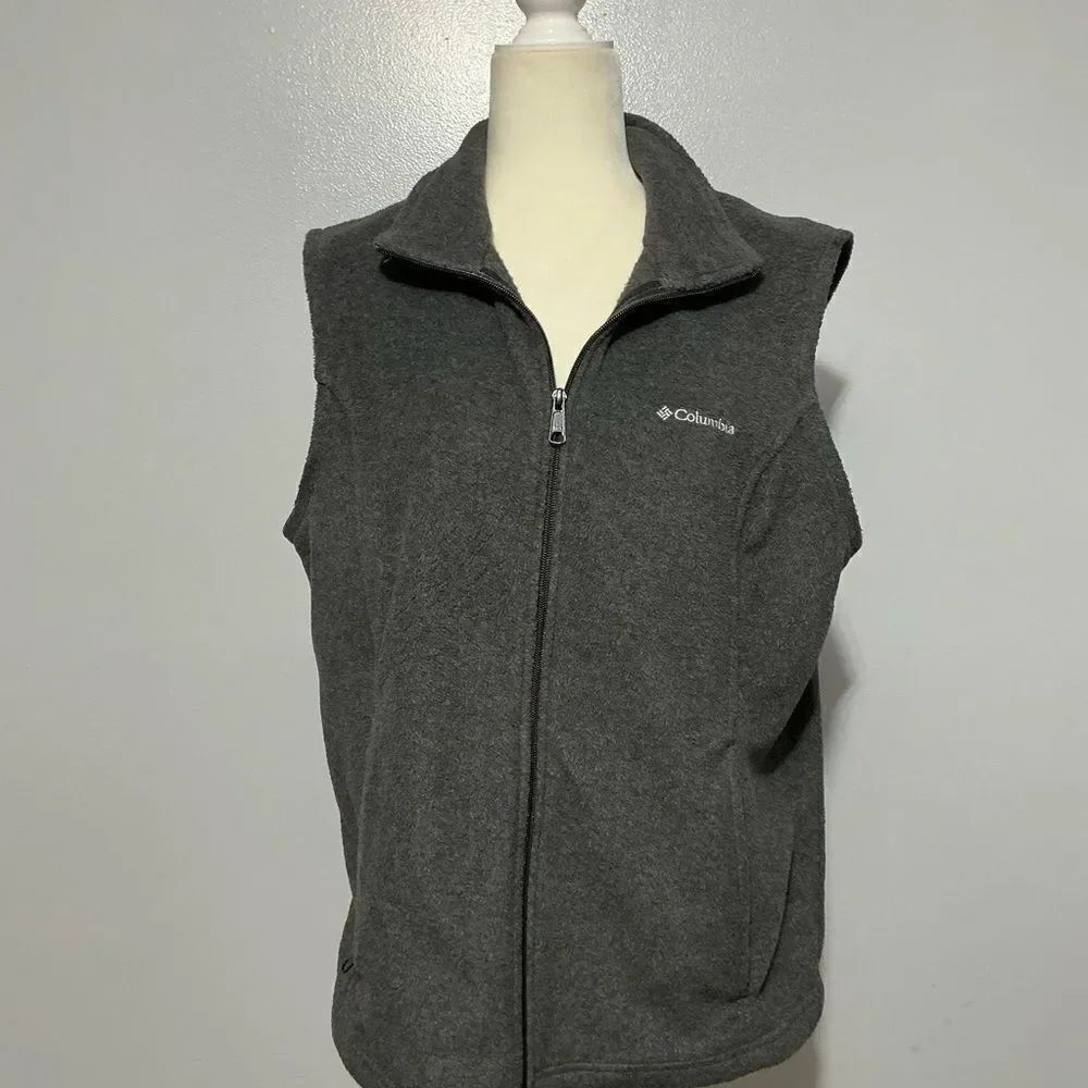 Columbia Women's Dark Grey Fleece Full Zip Vest with Pockets Size XL